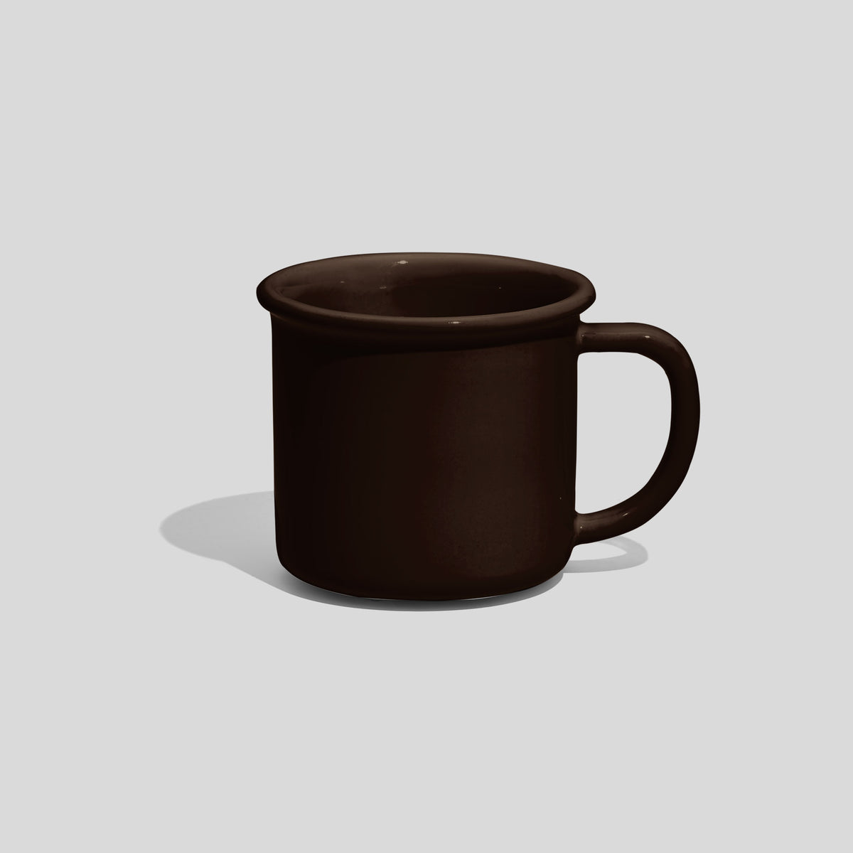 Kleine zylindrische Keramiktasse 130 ml mit Wulstrand – Dunkelbraun