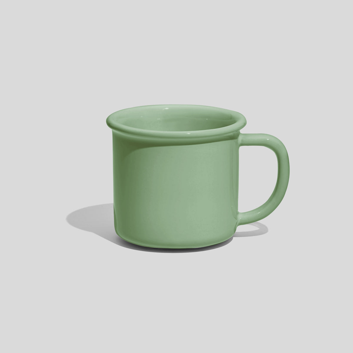Kleine zylindrische Keramiktasse 130 ml mit Wulstrand – Mintgrün
