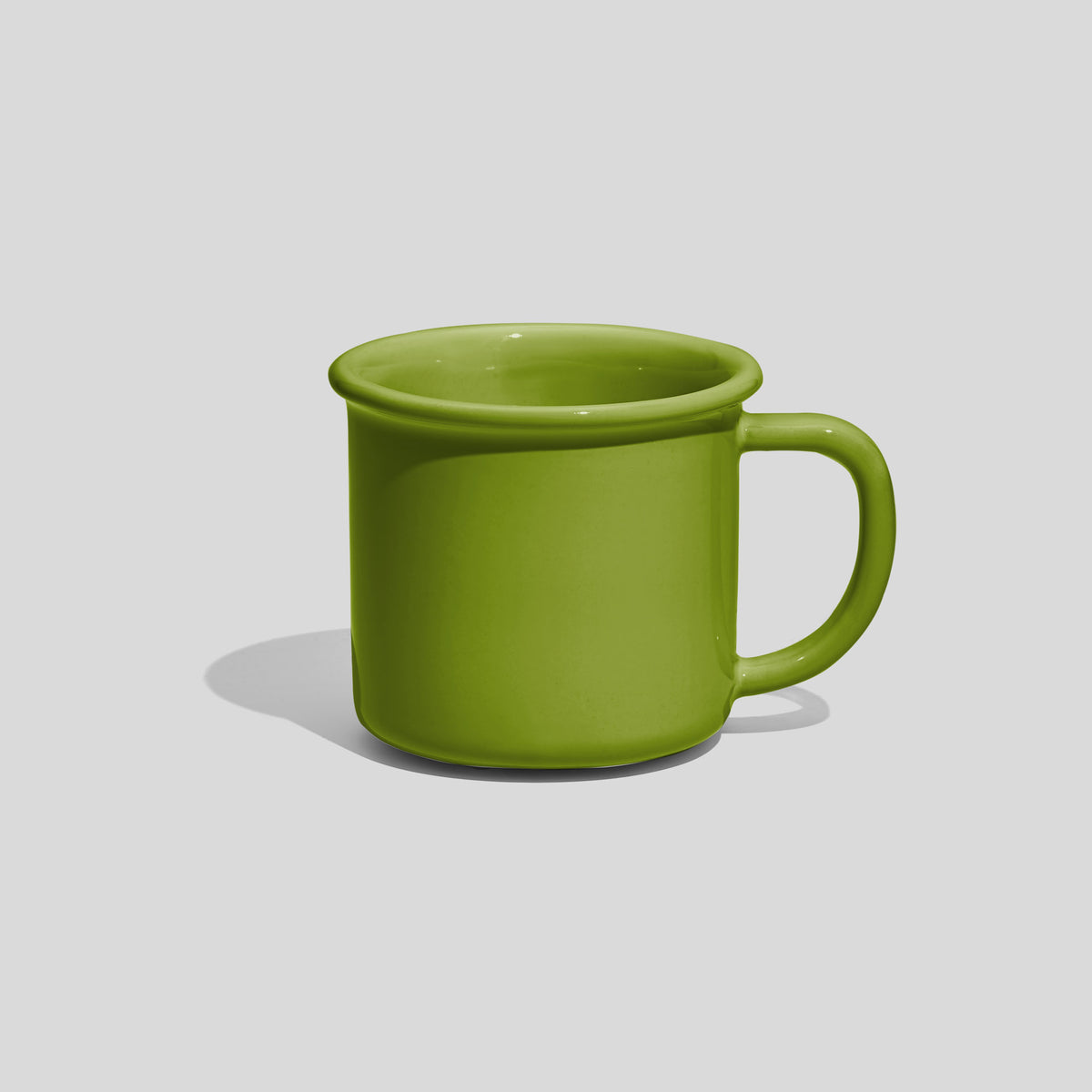 Kleine zylindrische Keramiktasse 130 ml mit Wulstrand – Olivgrün