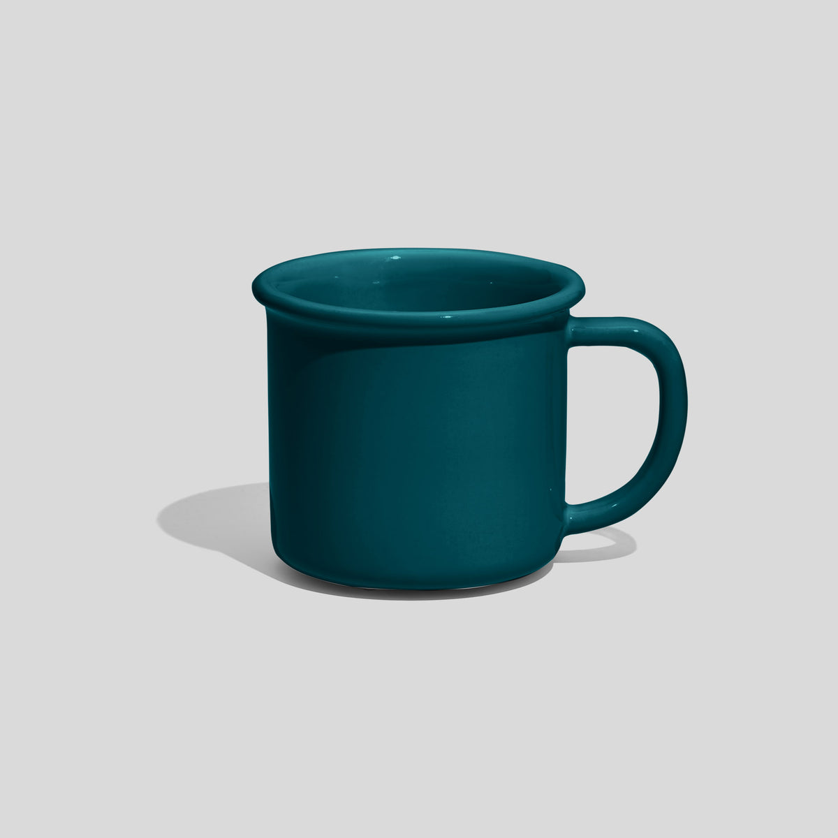 Kleine zylindrische Keramiktasse 130 ml mit Wulstrand – Petrol