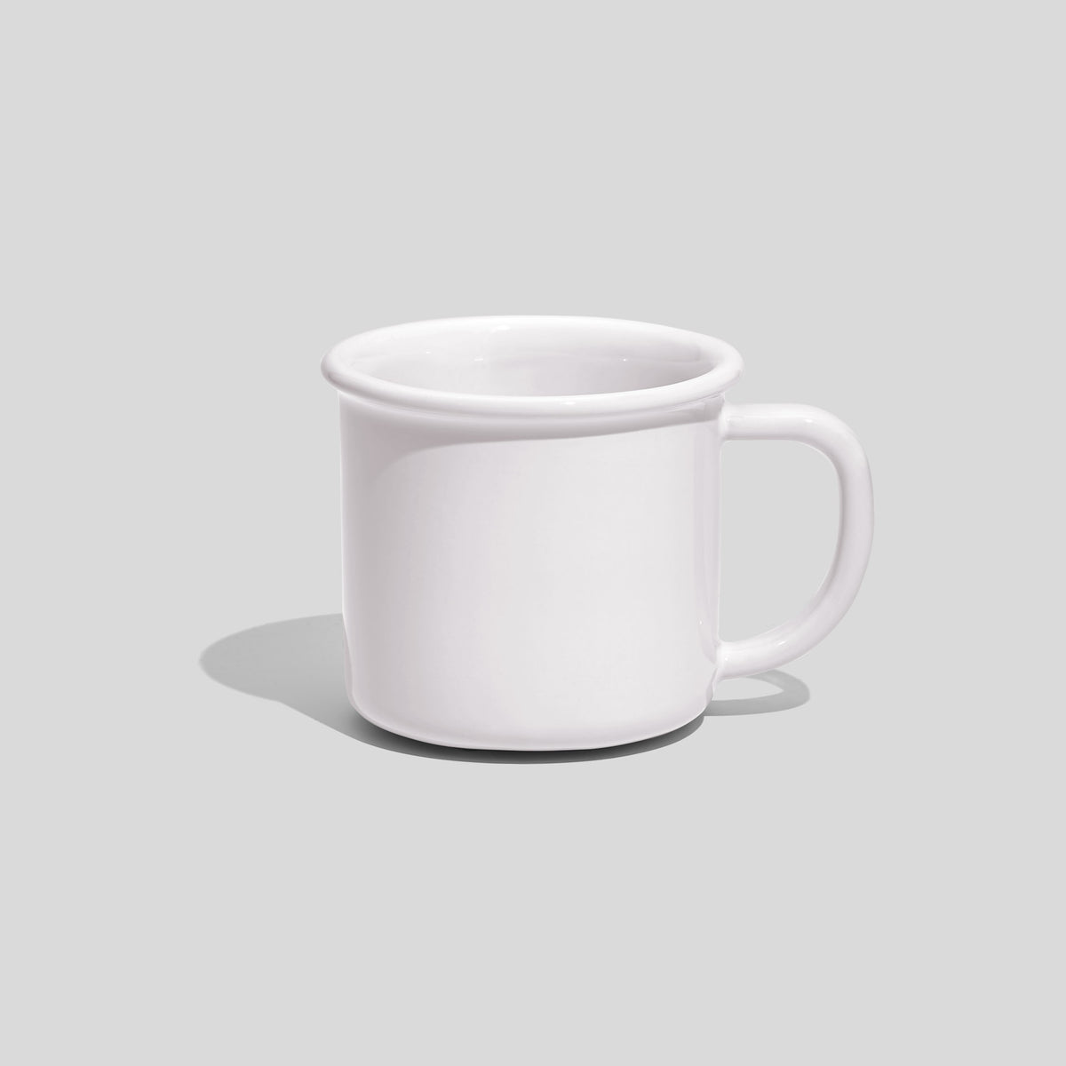 Kleine zylindrische Keramiktasse 130 ml mit Wulstrand – Weiß