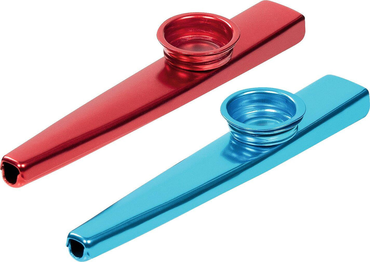 Kleines Kazoo aus Blech, 12 cm lang, im 12er Set von goki – Ansicht