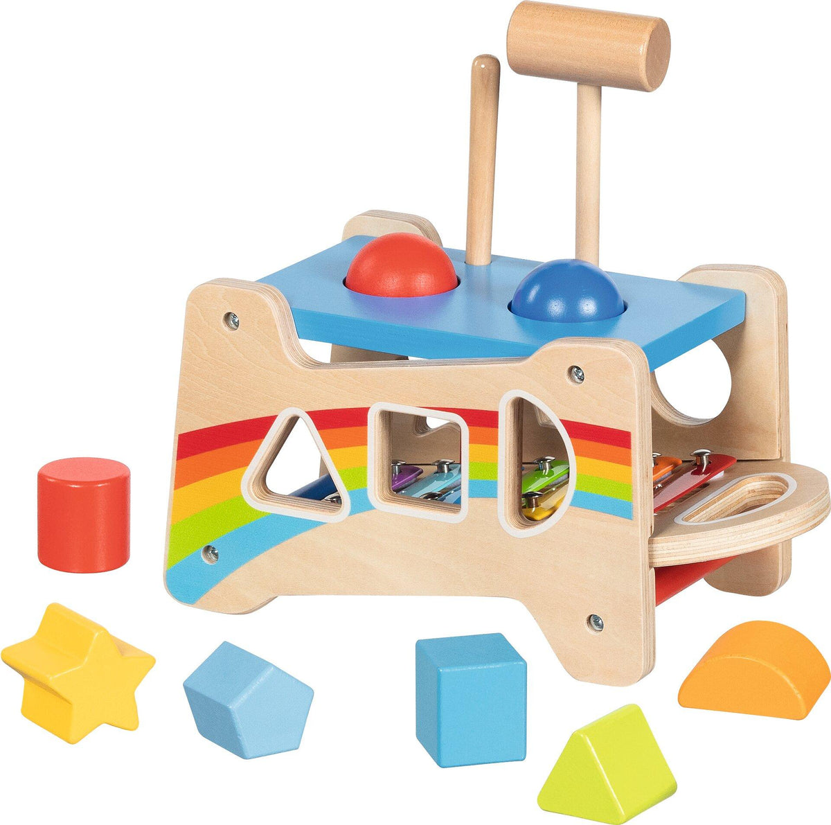 Klopfspiel mit Xylophon und Formen zum Sortieren von goki – Detail