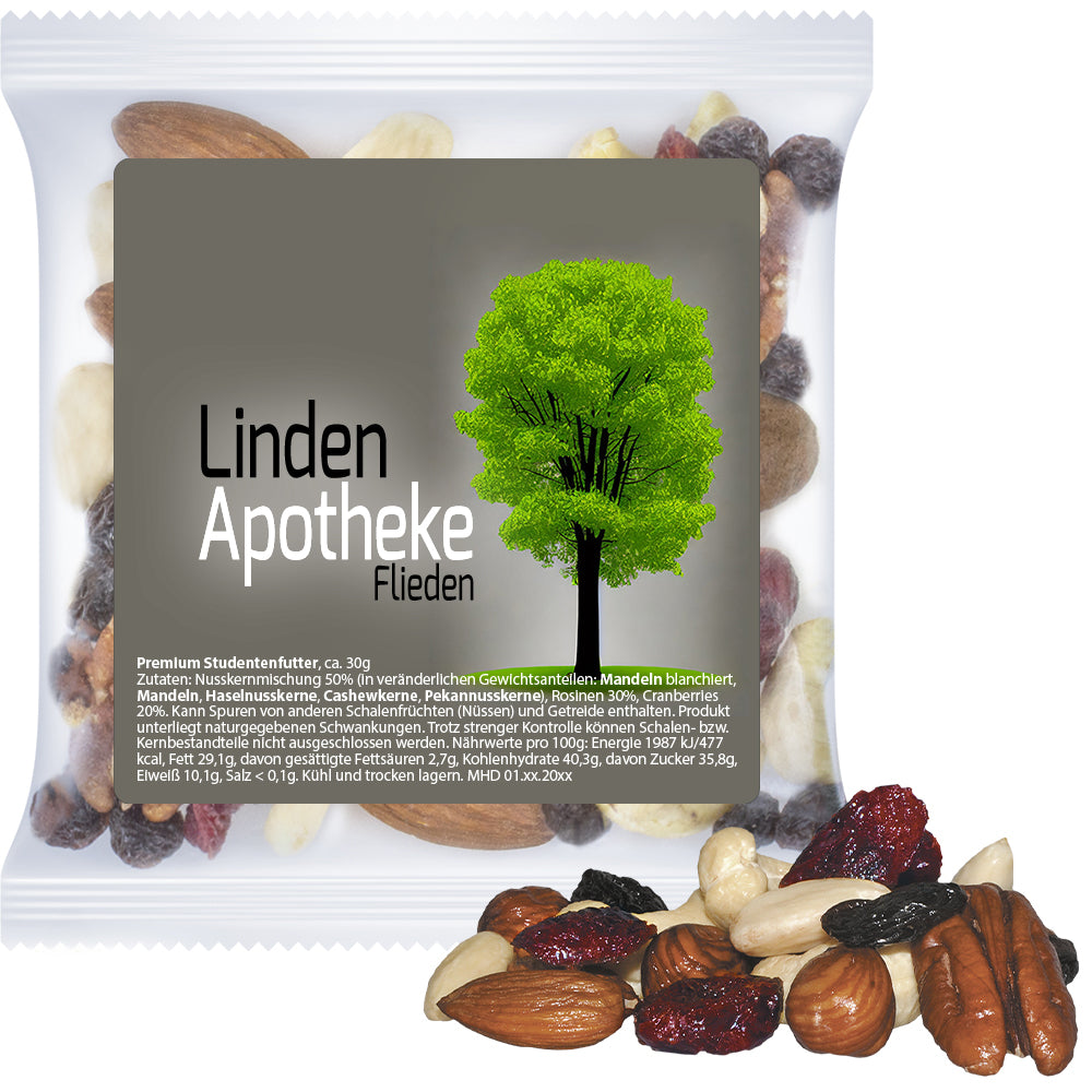 Knabbermischung in der Maxi Tüte mit Etikett – Premium Studentenfutter, ca. 30 g
