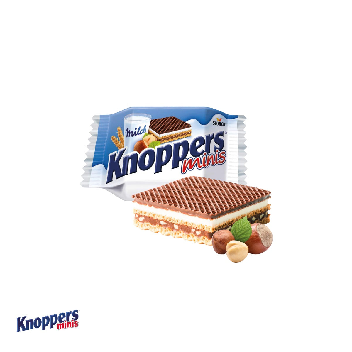 Werbeschuber mit einem Knoppers Mini in Originalverpackung