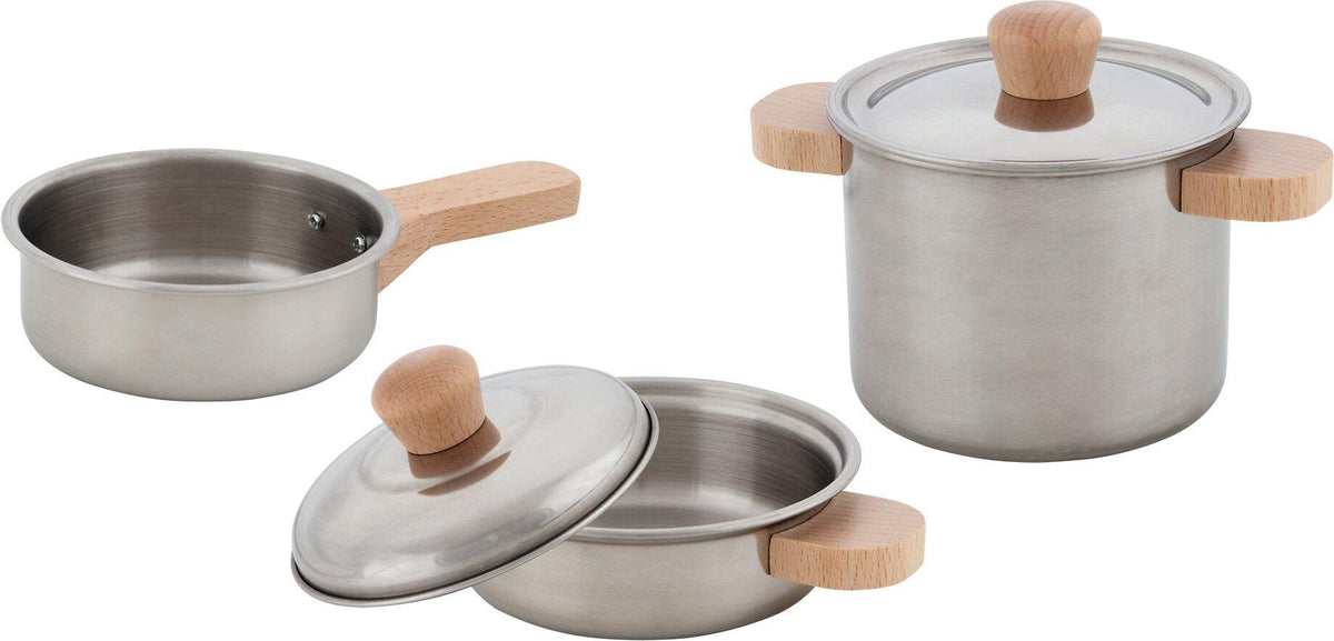 Kochset Sterneküche aus Metall mit Holzgriffen – Ansicht