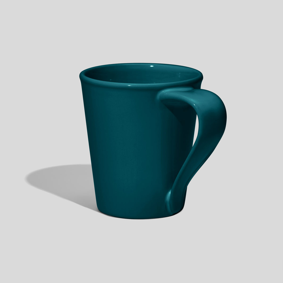 Konische Keramiktasse 280 ml mit geschwungenem Henkel – Petrol