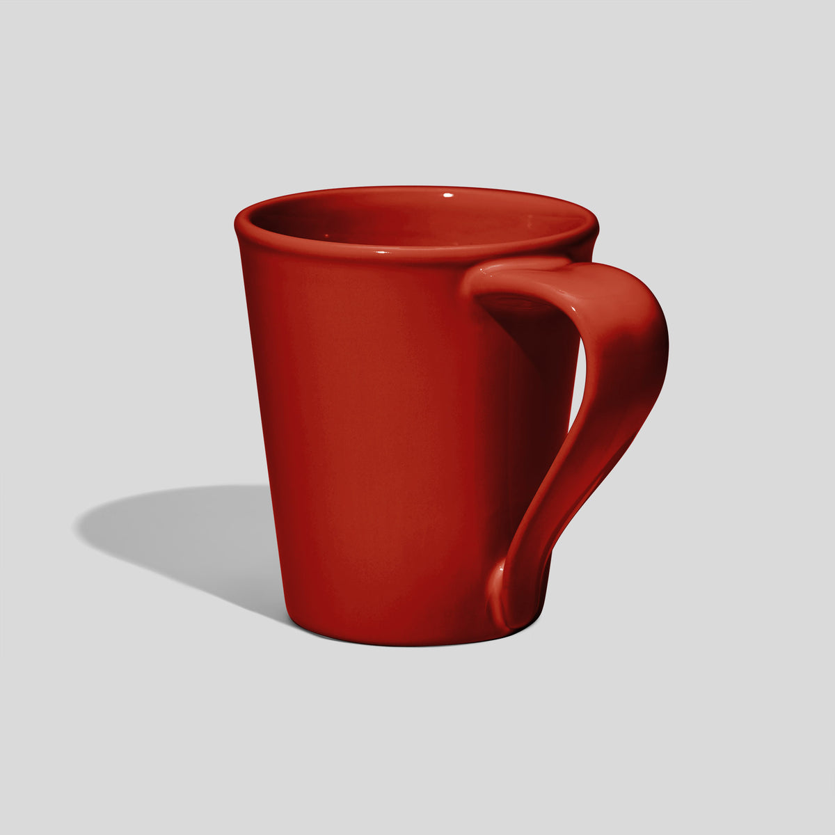 Konische Keramiktasse 280 ml mit geschwungenem Henkel – Rot