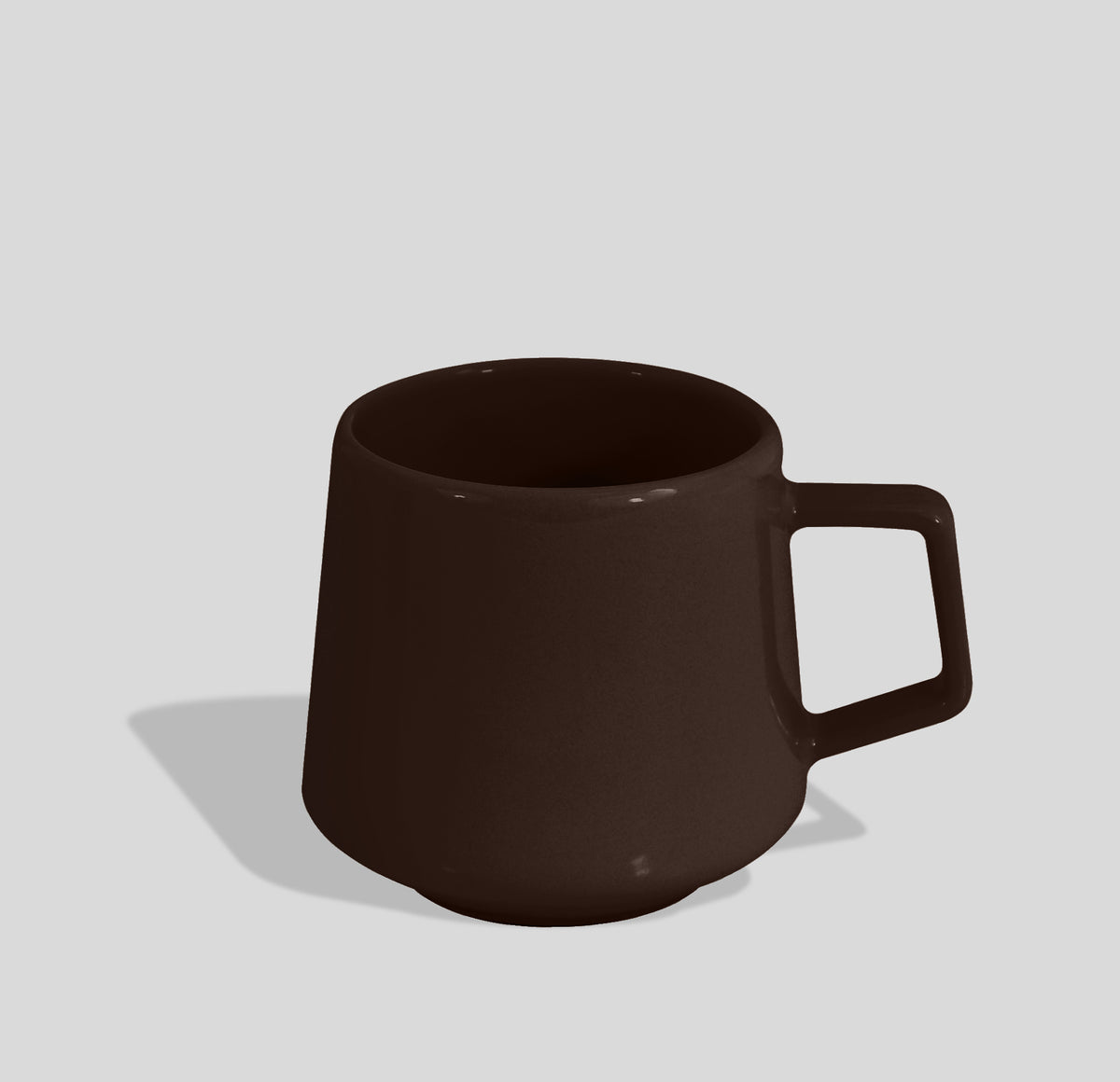 Konische Keramiktasse 300 ml mit Trapezhenkel – Dunkelbraun