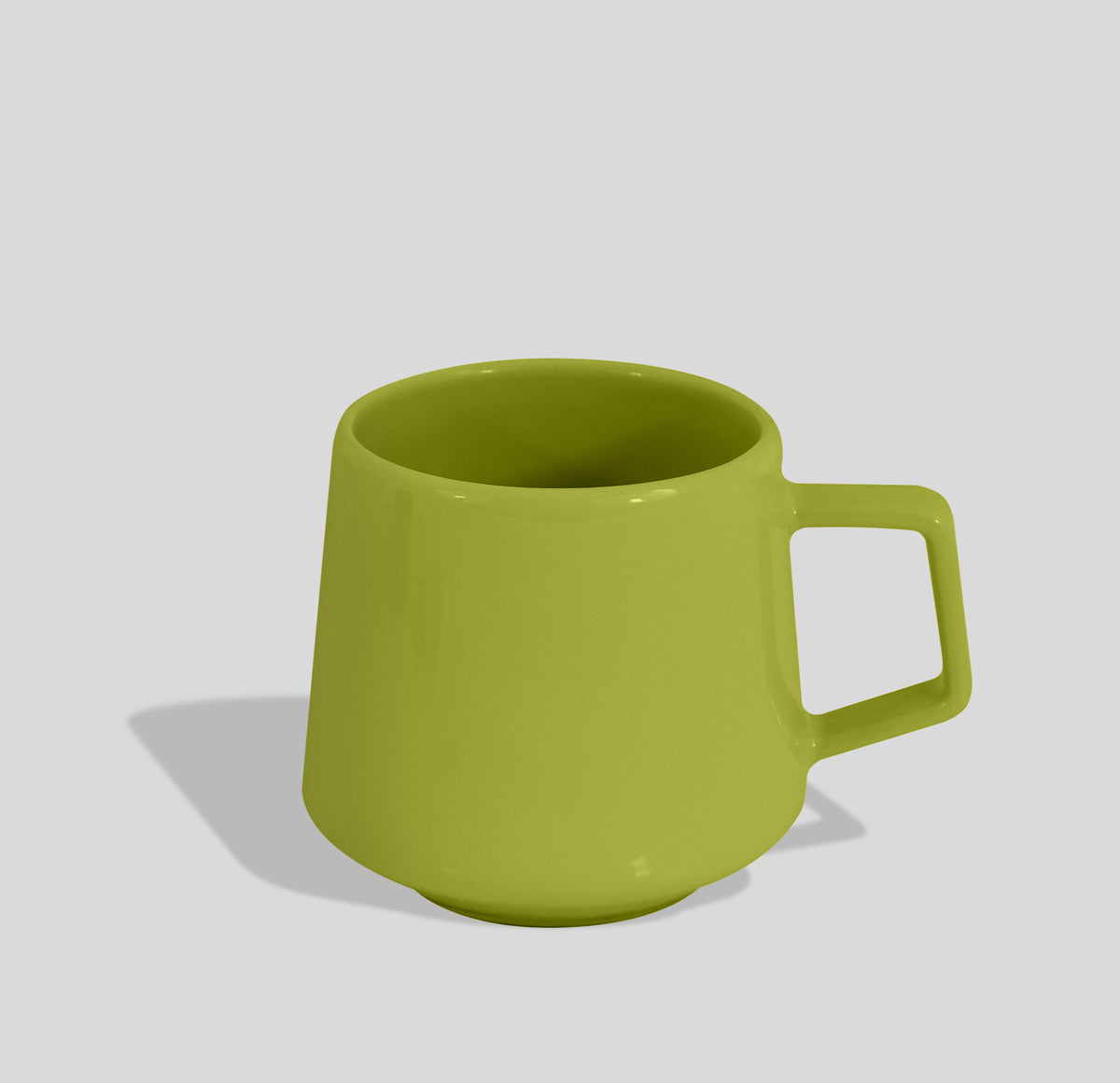 Konische Keramiktasse 300 ml mit Trapezhenkel – Limettengrün