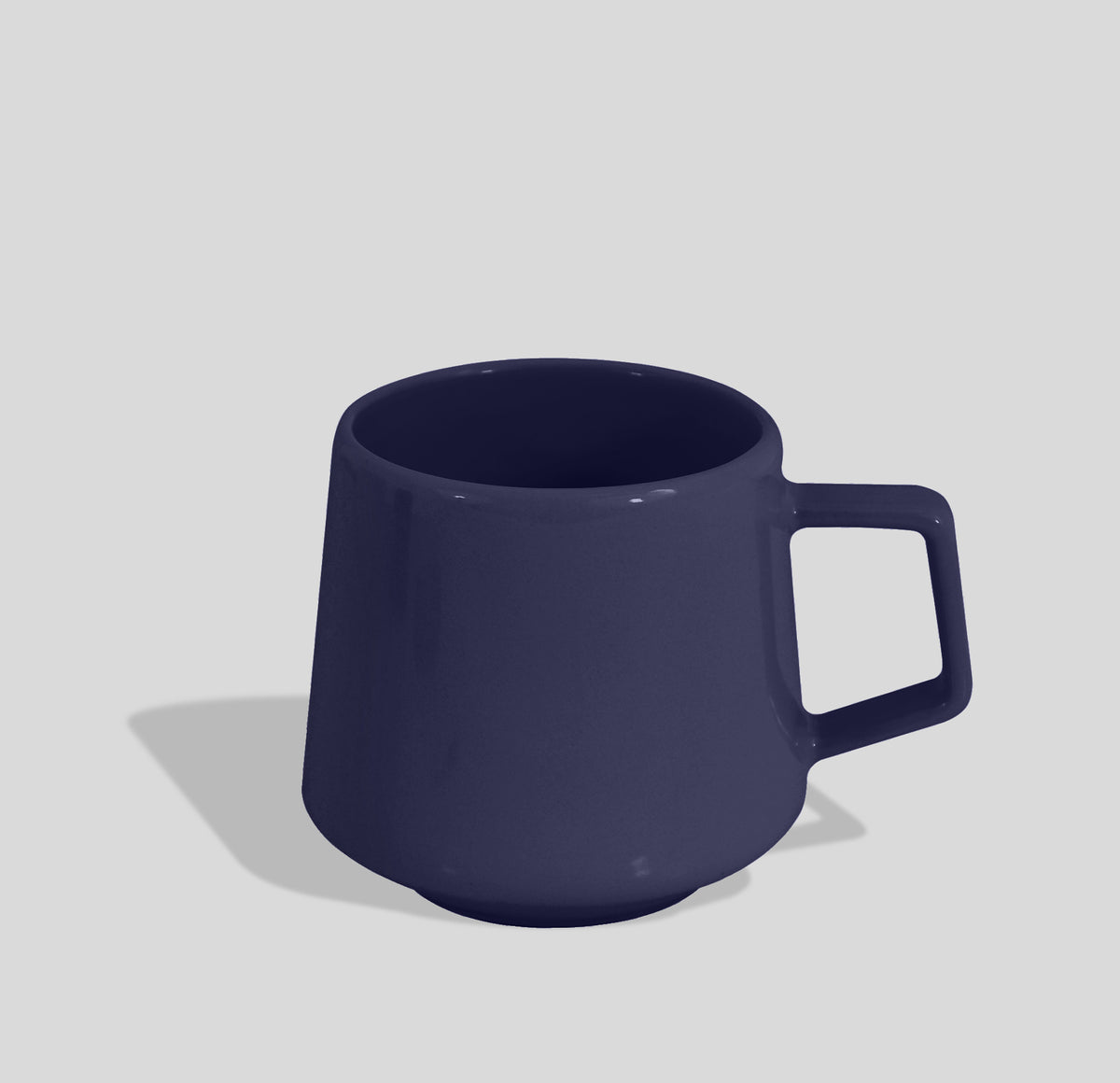 Konische Keramiktasse 300 ml mit Trapezhenkel – Marineblau