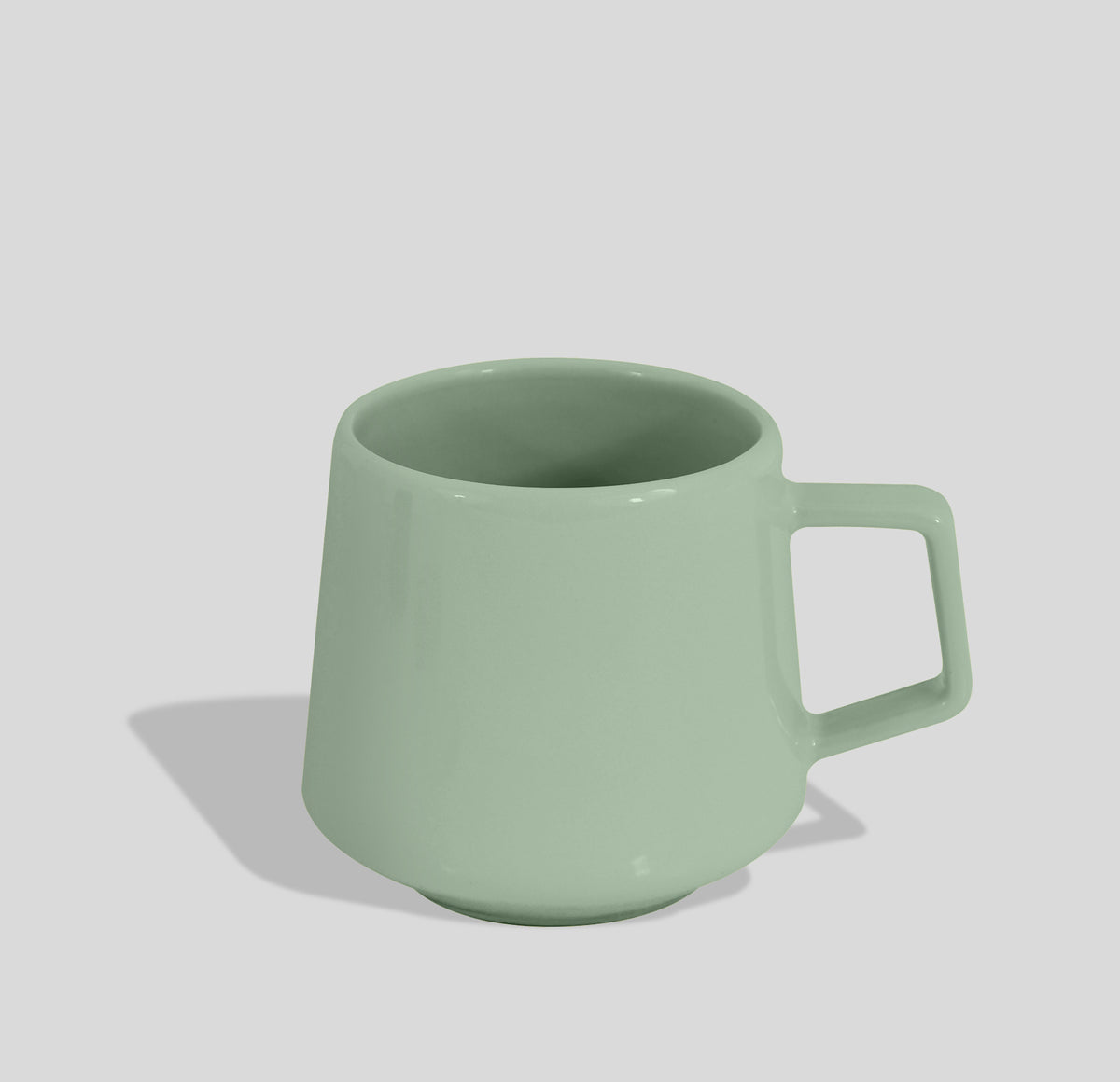 Konische Keramiktasse 300 ml mit Trapezhenkel – Mintgrün