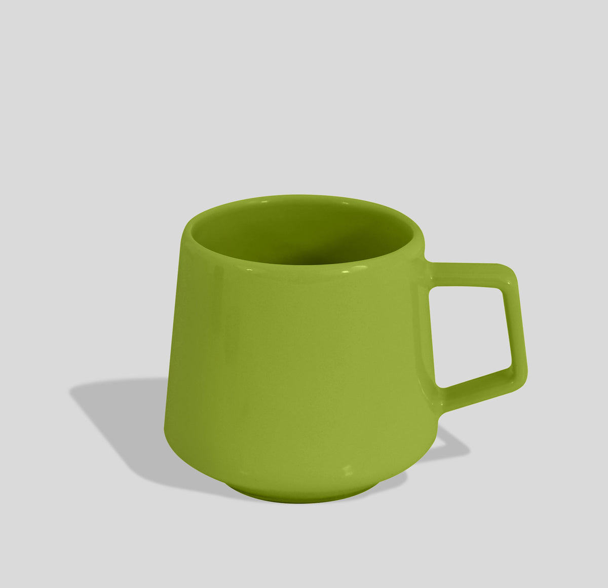 Konische Keramiktasse 300 ml mit Trapezhenkel – Olivgrün