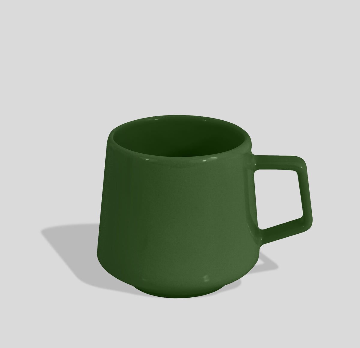 Konische Keramiktasse 300 ml mit Trapezhenkel – Tannengrün