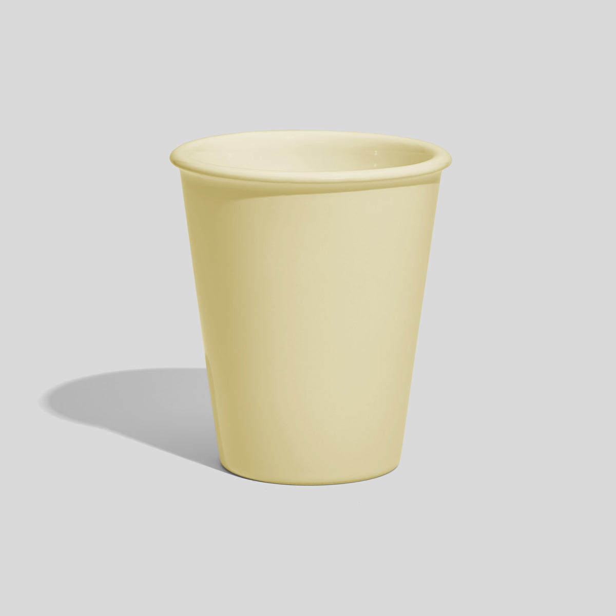 Konischer Keramikbecher 350 ml ohne Henkel mit Wulstrand – Ecru