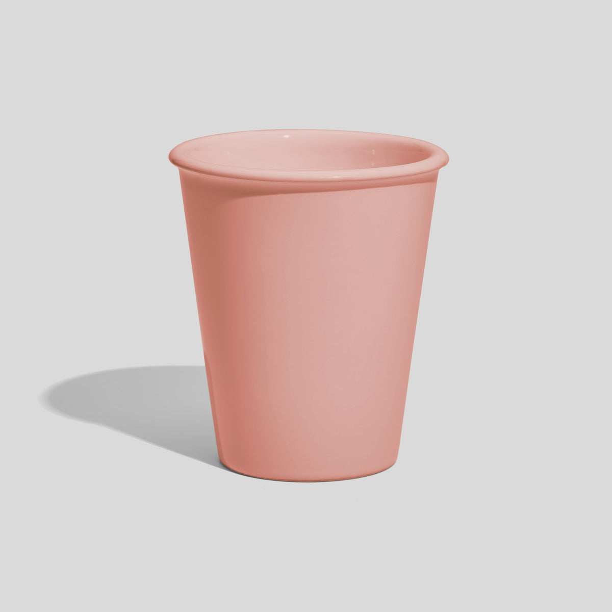 Konischer Keramikbecher 350 ml ohne Henkel mit Wulstrand – Rosa