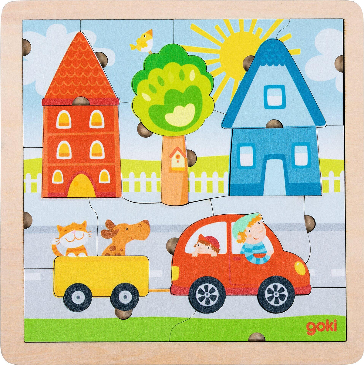 Konturpuzzle aus Holz mit Bauernhof, Meer, Stadt und Zoo – Vierte Ansicht