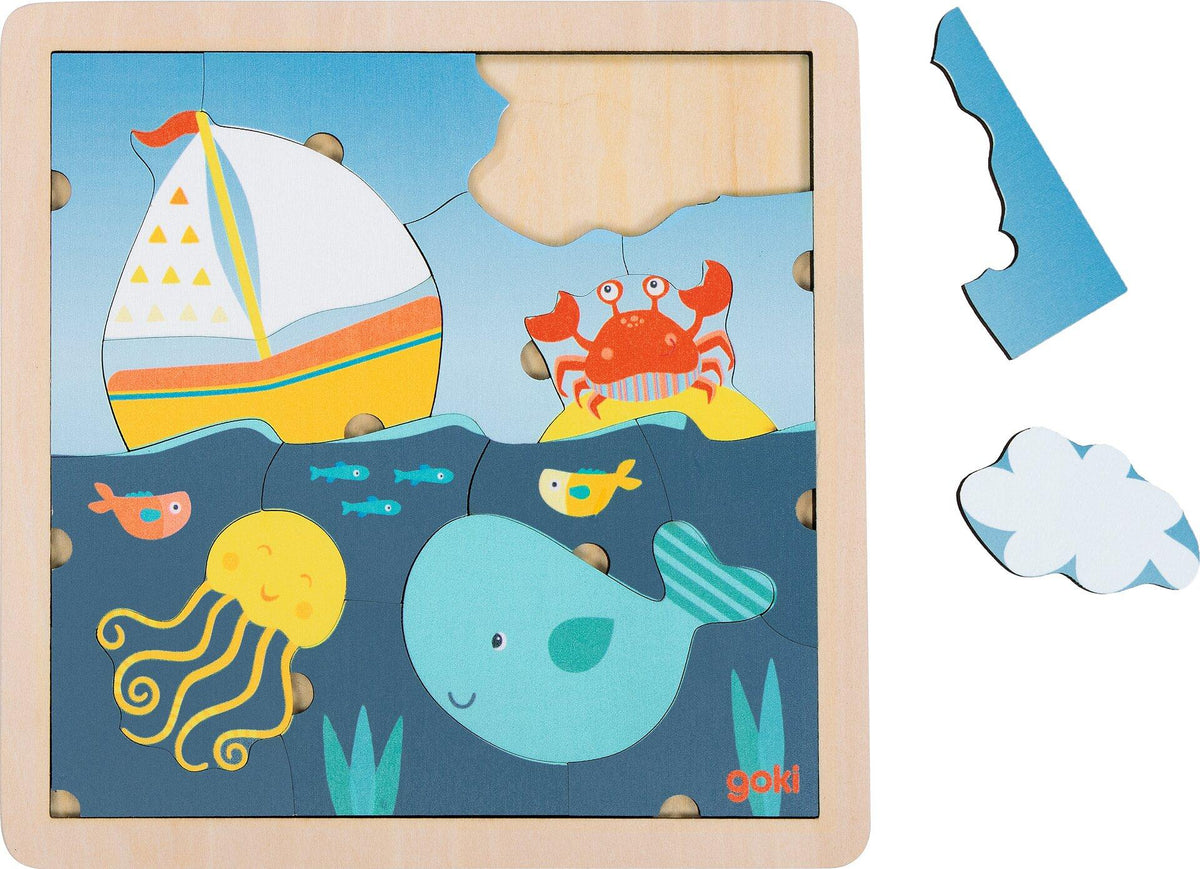Konturpuzzle aus Holz mit Bauernhof, Meer, Stadt und Zoo – Siebte Ansicht