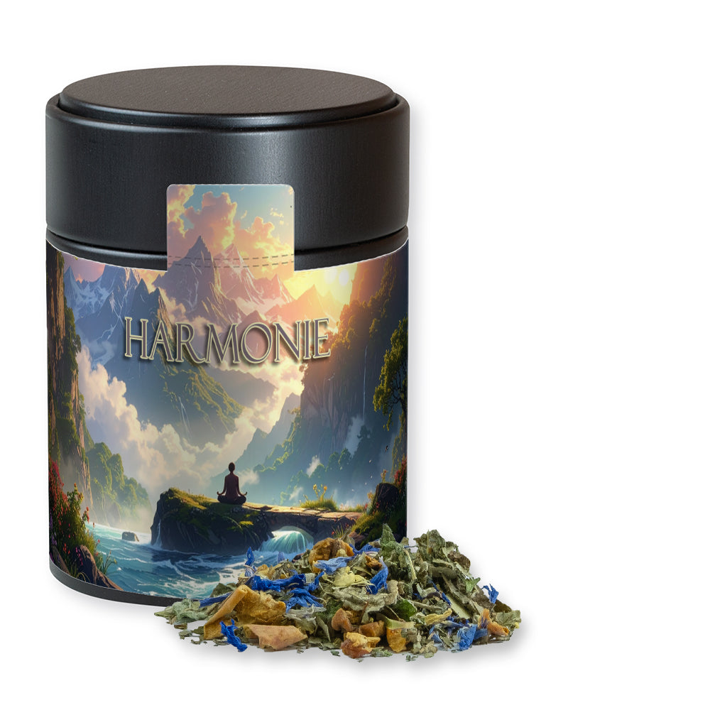 Kräutertee in der Metalldose Midi schwarz – Kräutertee Harmonie, ca. 35 g