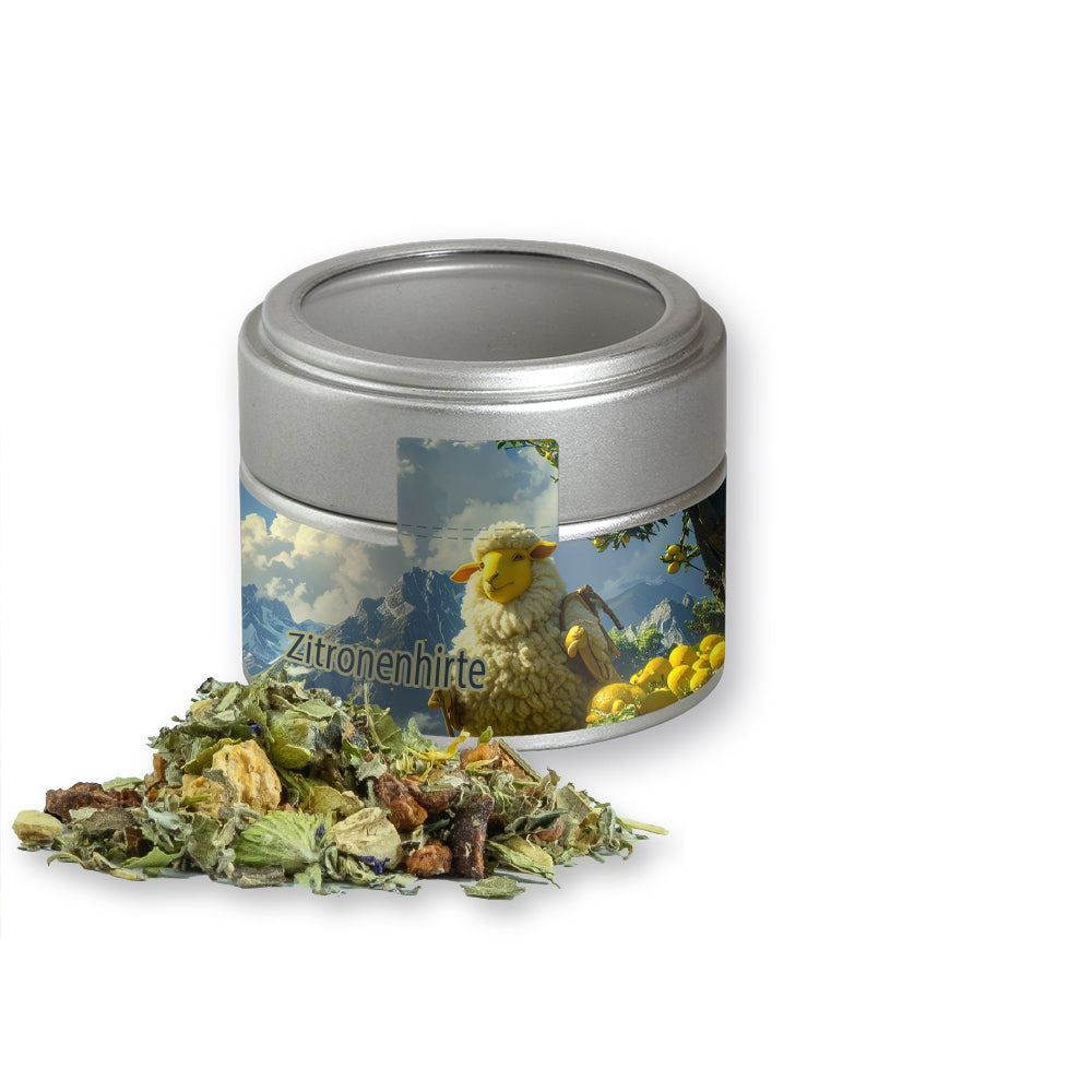 Kräutertee in der silbernen Metalldose Mini – Kräutertee Bergtee & Zitrus, ca. 20 g