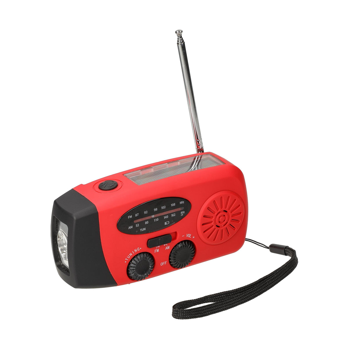 Kurbelradio mit Taschenlampe „Volt“ – Rot