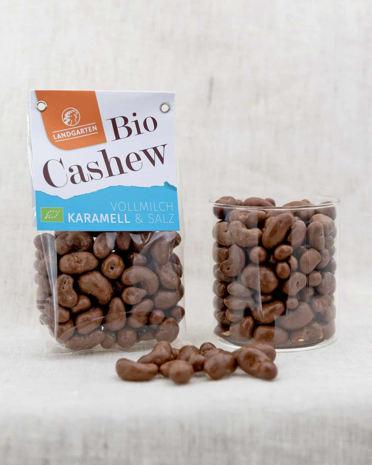 LANDGARTEN Bio Cashews in Vollmilch Karamell 170 g mit Logo