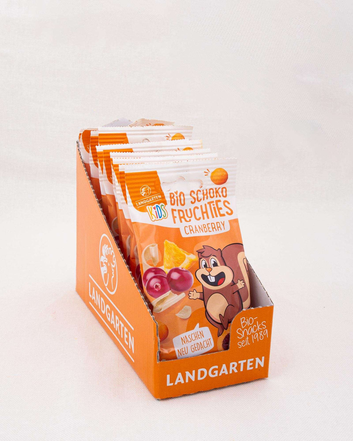 LANDGARTEN Bio KIDS Schoko Fruchties Cranberry 30 g mit Logo
