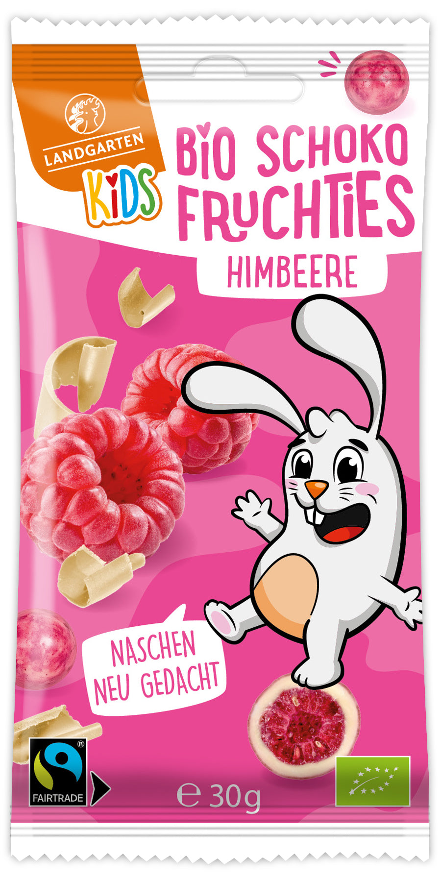 LANDGARTEN Bio KIDS Schoko Fruchties Himbeere 30 g mit Logo