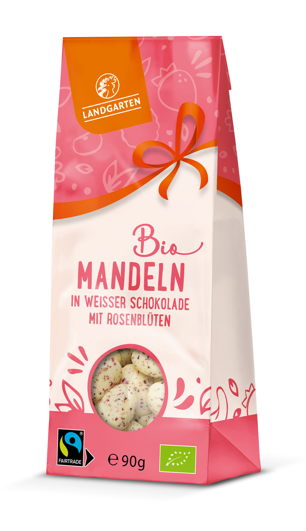 LANDGARTEN Bio Mandeln Zitronen Schokolade Rosenblüten mit Logo