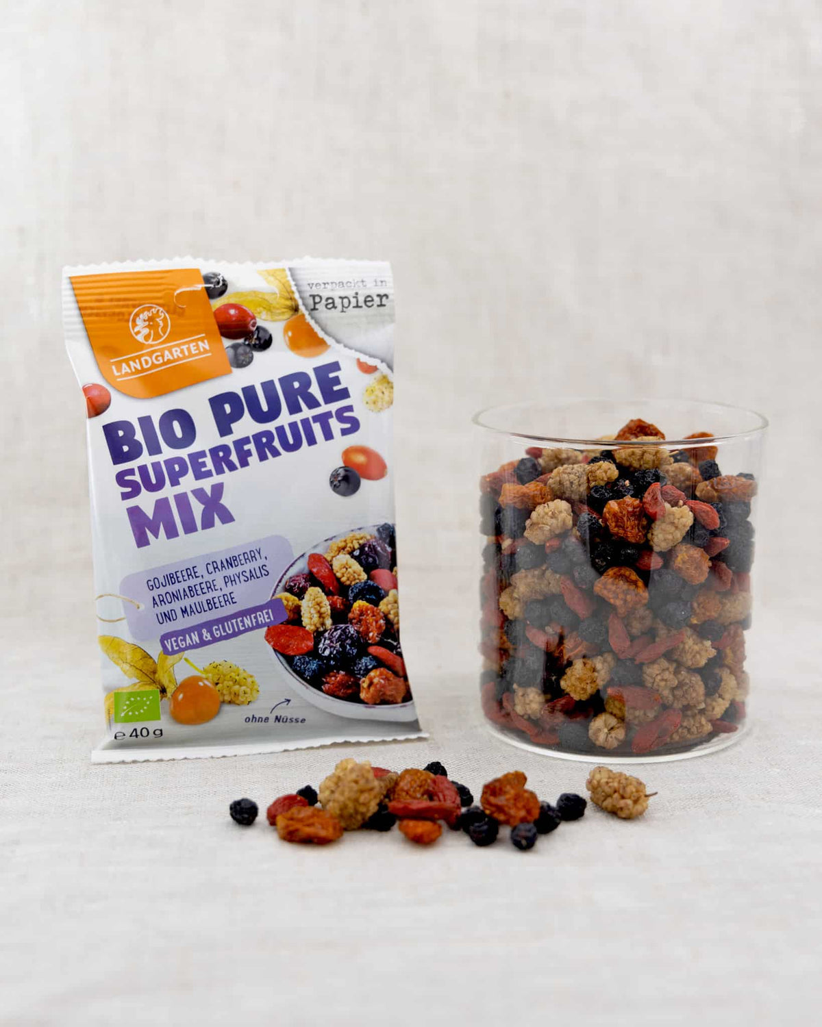 LANDGARTEN Bio Pure Superfruits Mix 40 g mit Logo Button