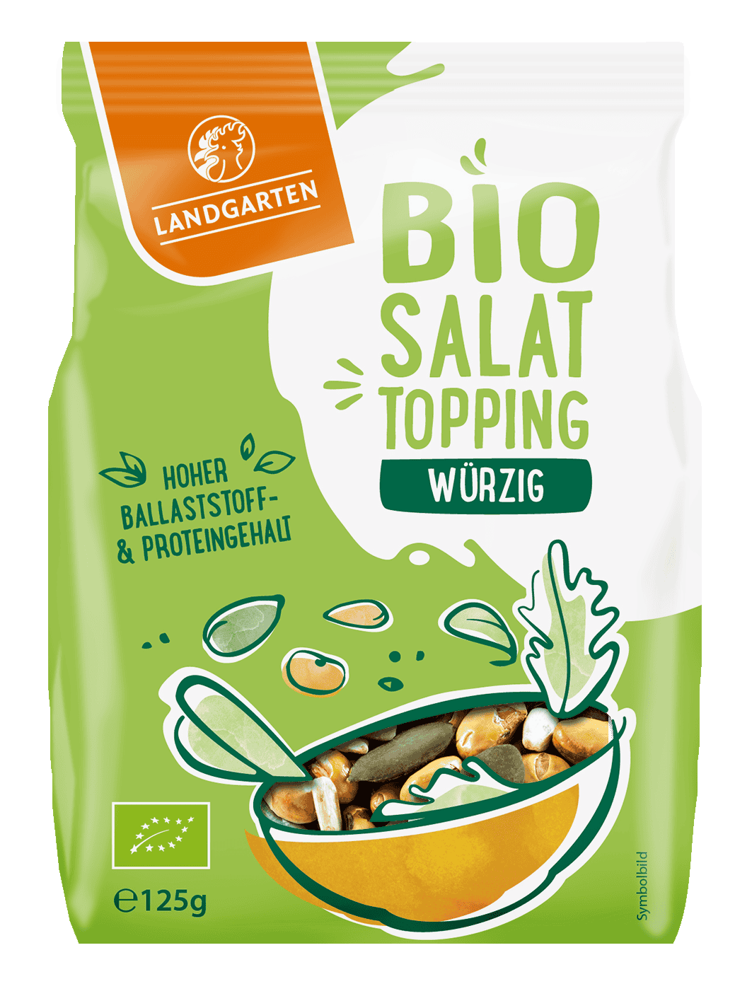 LANDGARTEN Bio Salattopping würzig 125 g mit Logo Button