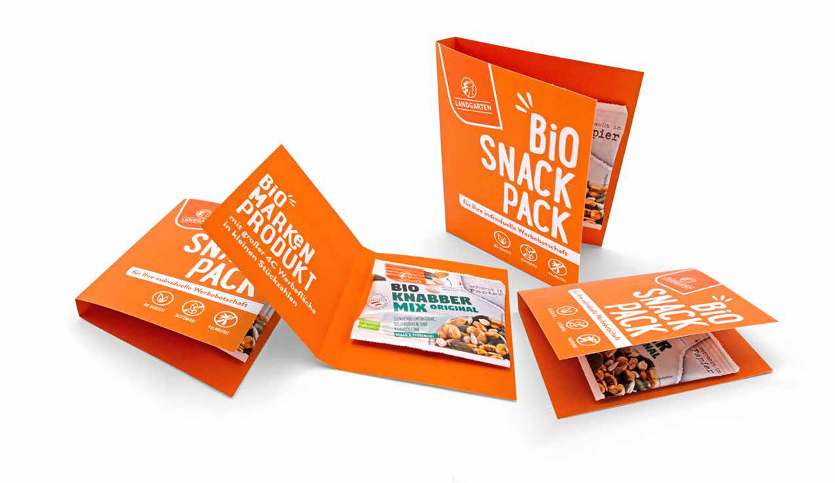 LANDGARTEN Bio Snack Werbekarte mit Deinem Design