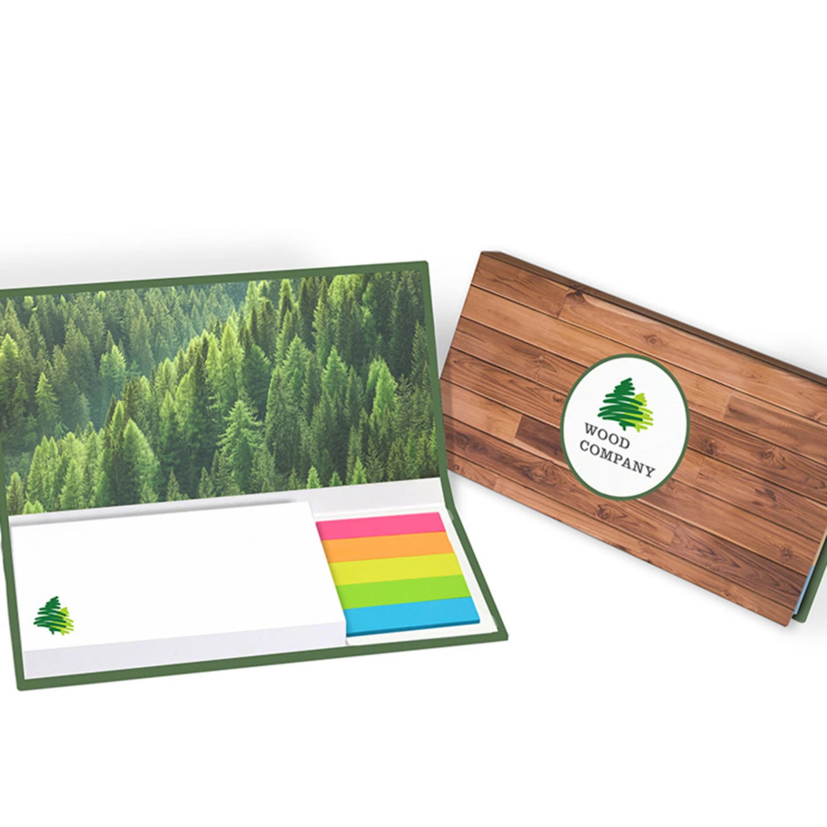 Langes Hardcover Set 155 x 75 mm mit großer Haftnotiz und Logo