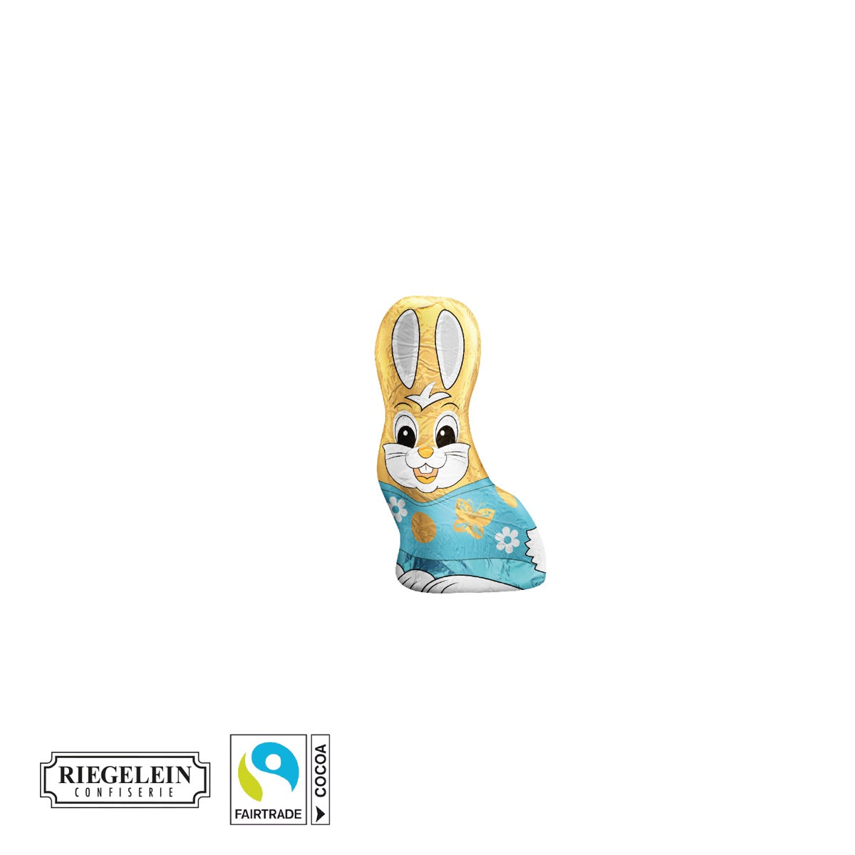 Werbeaufsteller mit Osterhase aus Vollmilchschokolade von Riegelein