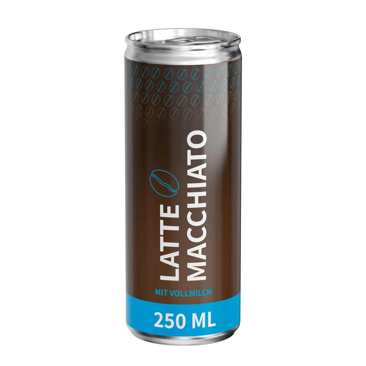 Latte Macchiato 250 ml Dose mit Etikett seidenglänzend