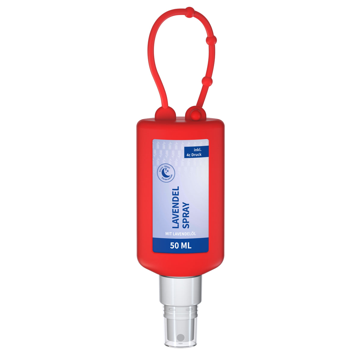 Lavendel Duftspray 50 ml Anhängeflasche mit Silikonhülle – Rot