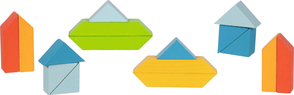 Legespiel Formenwelten I mit vier geometrischen Mustern – Seitenansicht