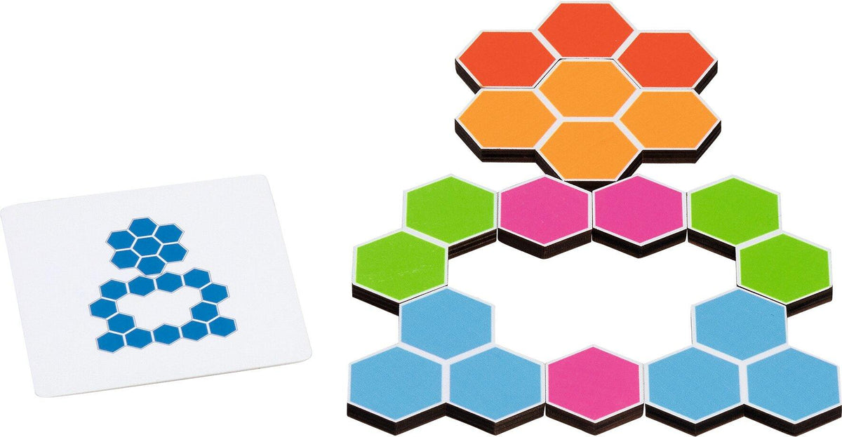 Legespiel Schildkröte Rosy mit Sechsecken und Vorlagen – Nahaufnahme