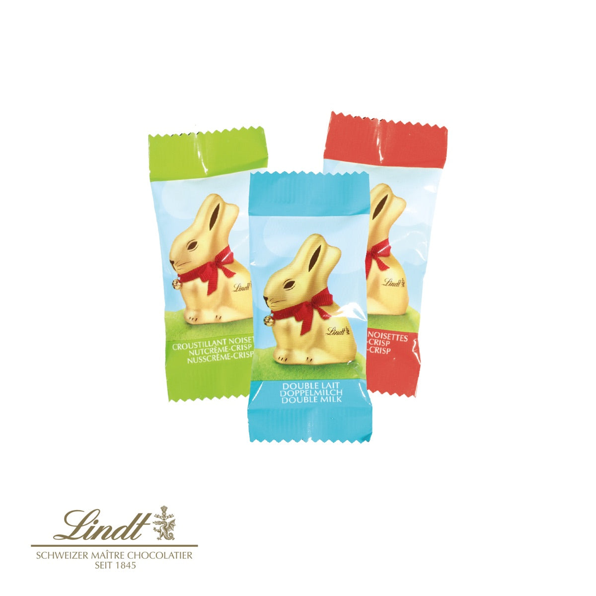 Geöffnetes Osterbriefchen mit Lindt Goldhäschen in Goldfolie