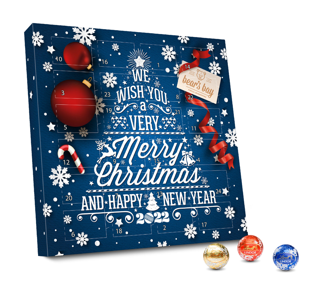 Lindt Lindor Adventskalender mit Tischaufsteller, bedruckt