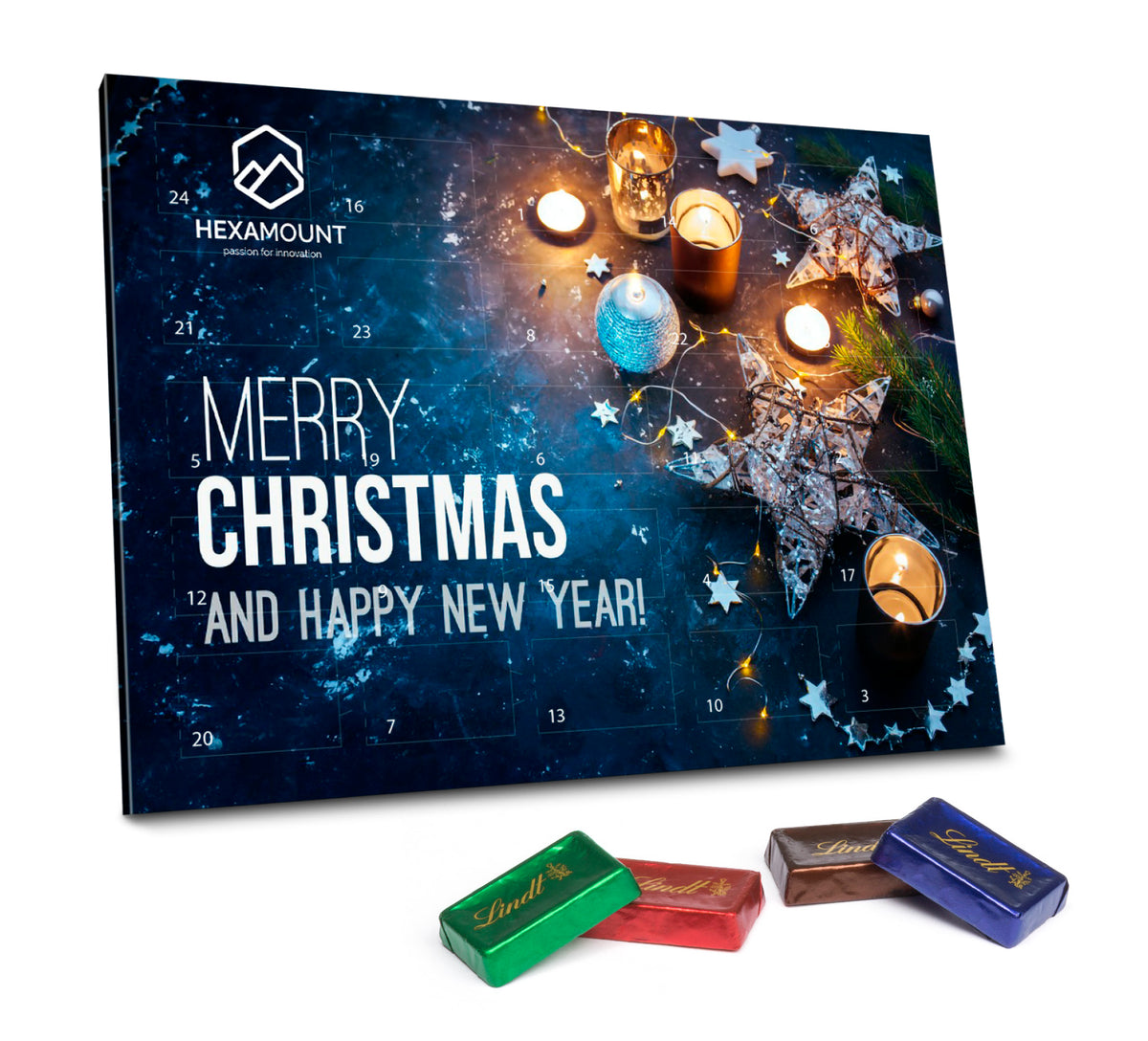 Lindt Naps Adventskalender mit Tischaufsteller, bedruckt