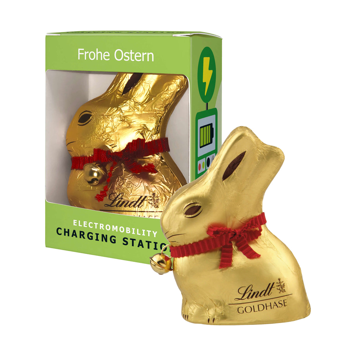 Lindt Goldhase 50 g in der Werbebox mit Sichtfenster