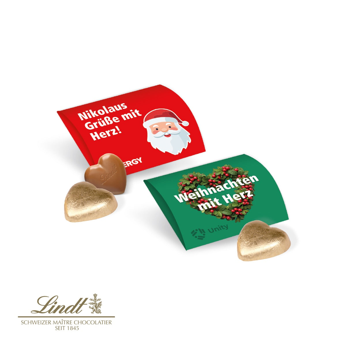 Bedrucktes Werbebriefchen aus Karton mit weihnachtlichem Motiv