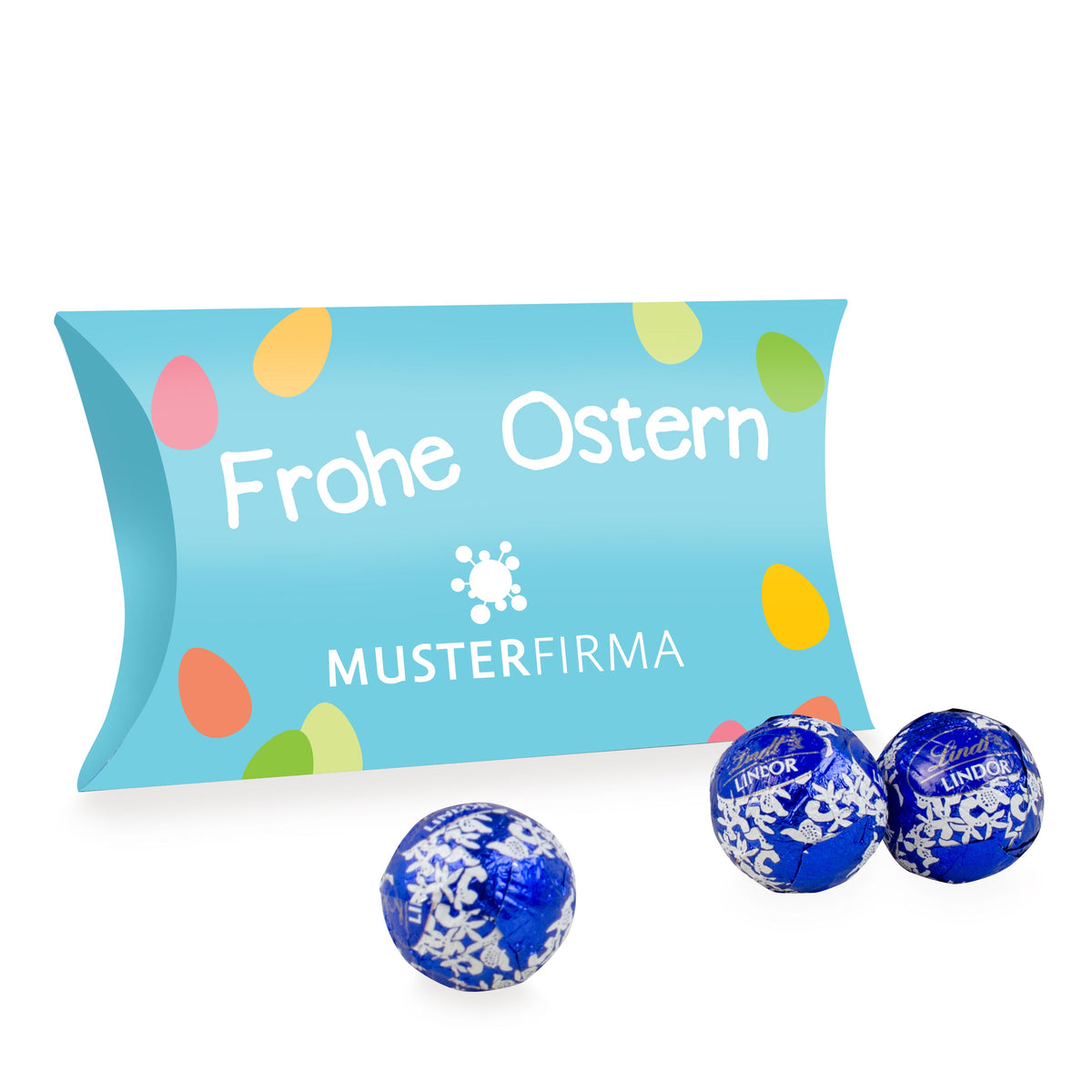 Lindt Kugeln in der Kissenverpackung 18 g mit Logo – Beispielmotiv