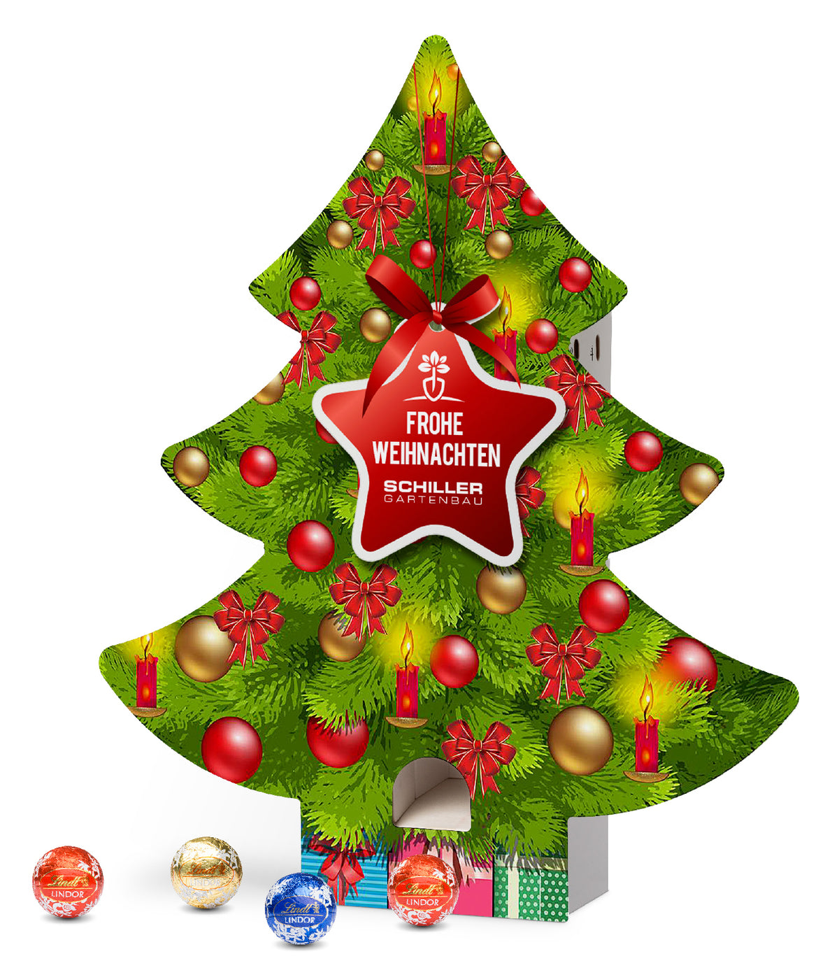 Lindt Lindor Adventsspender in Form Baum mit Druckfläche