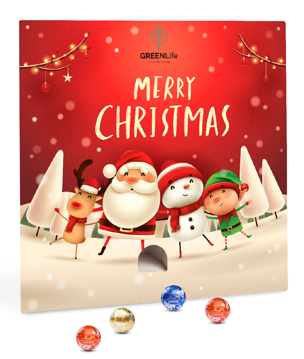 Lindt Lindor Adventsspender in Form Quadrat mit Druckfläche