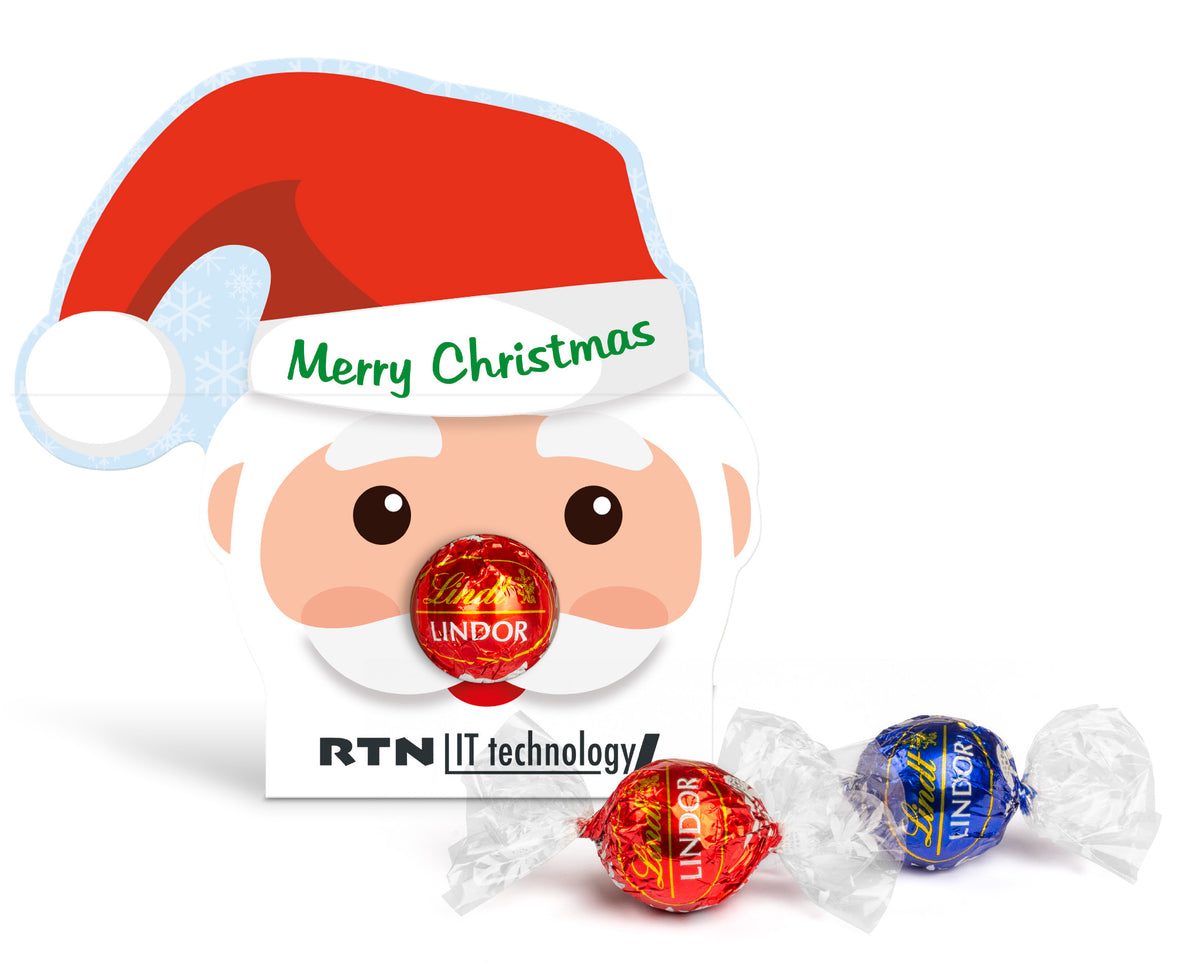 Santa Claus Klemmkartonage mit Lindor Kugel, bedruckt