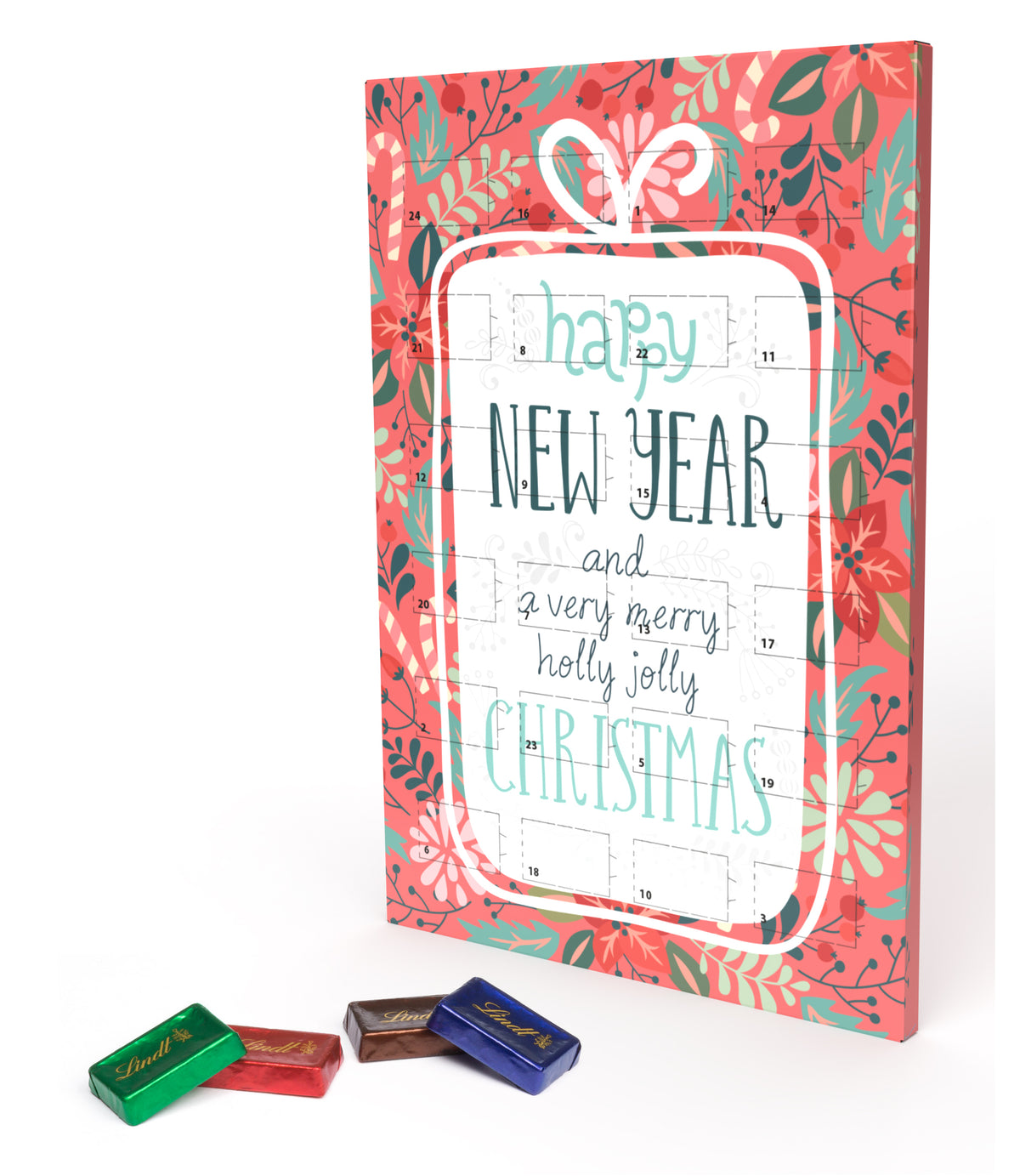 Lindt Naps Adventskalender DIN A4 im Hochformat, bedruckt
