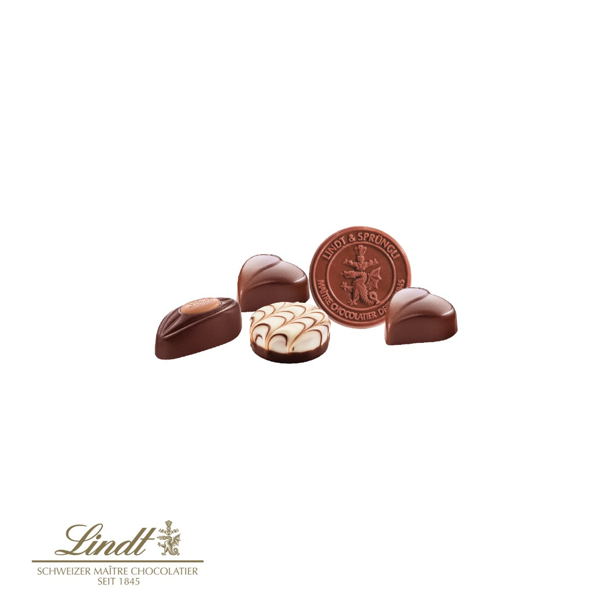 Werbeschuber mit geöffneter Schachtel Lindt Pralinés Classic