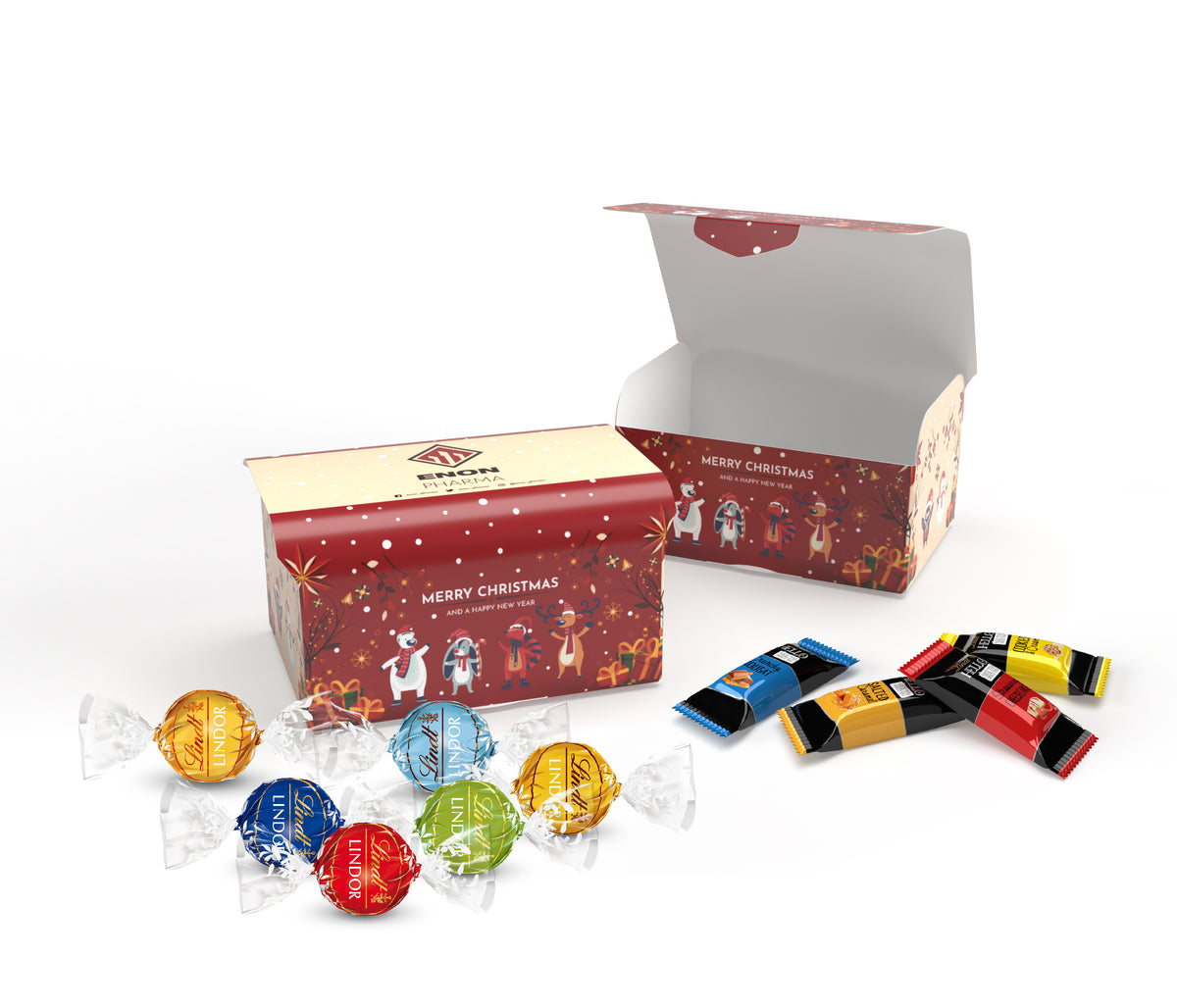 Lindt Schatztruhe aus Karton mit Schokolade, bedruckt